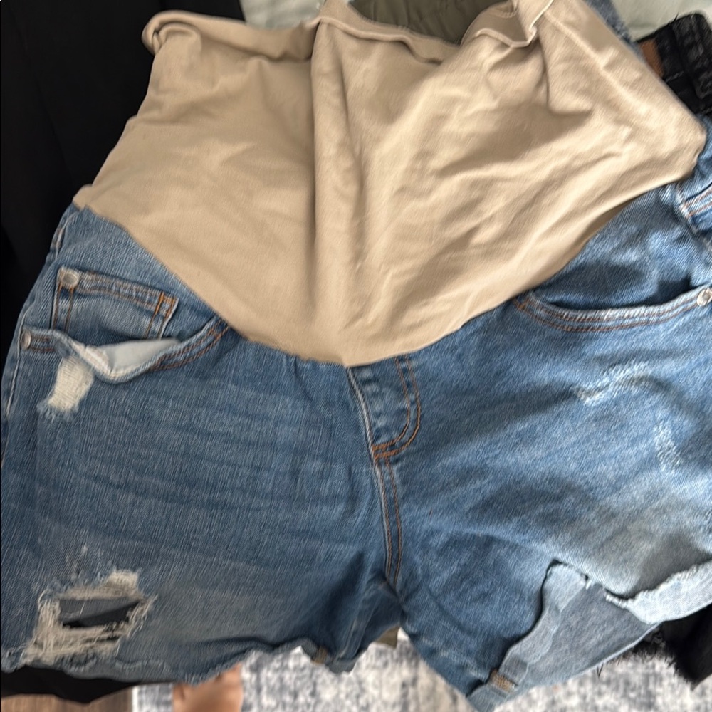 Women's Blue maternity Denim Shorts